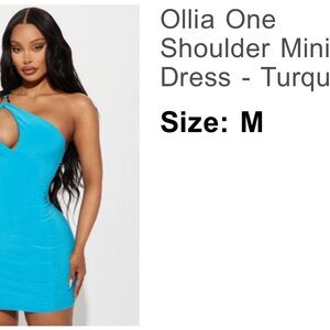 One Shoulder Fashion Nova Mini Dress - Turquoise